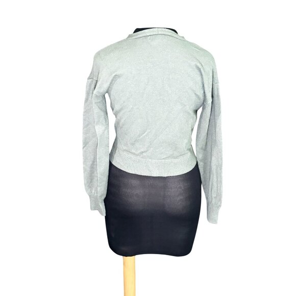 Nine West Womens Cropped Button-Up Cardigan Sweater S Gray Lightweight Knit - Picture 2 of 8